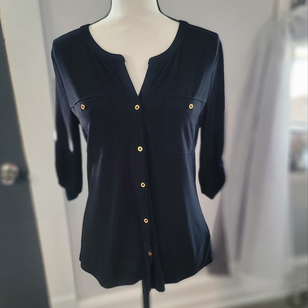 ELLEN TRACY Women's Small 3/4 Sleeved Blouse